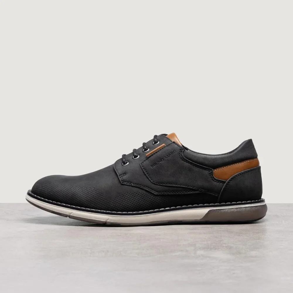 Casual Dress Oxford Shoes Men's Black-Waxy Business Formal Comfort Derby Sneaker